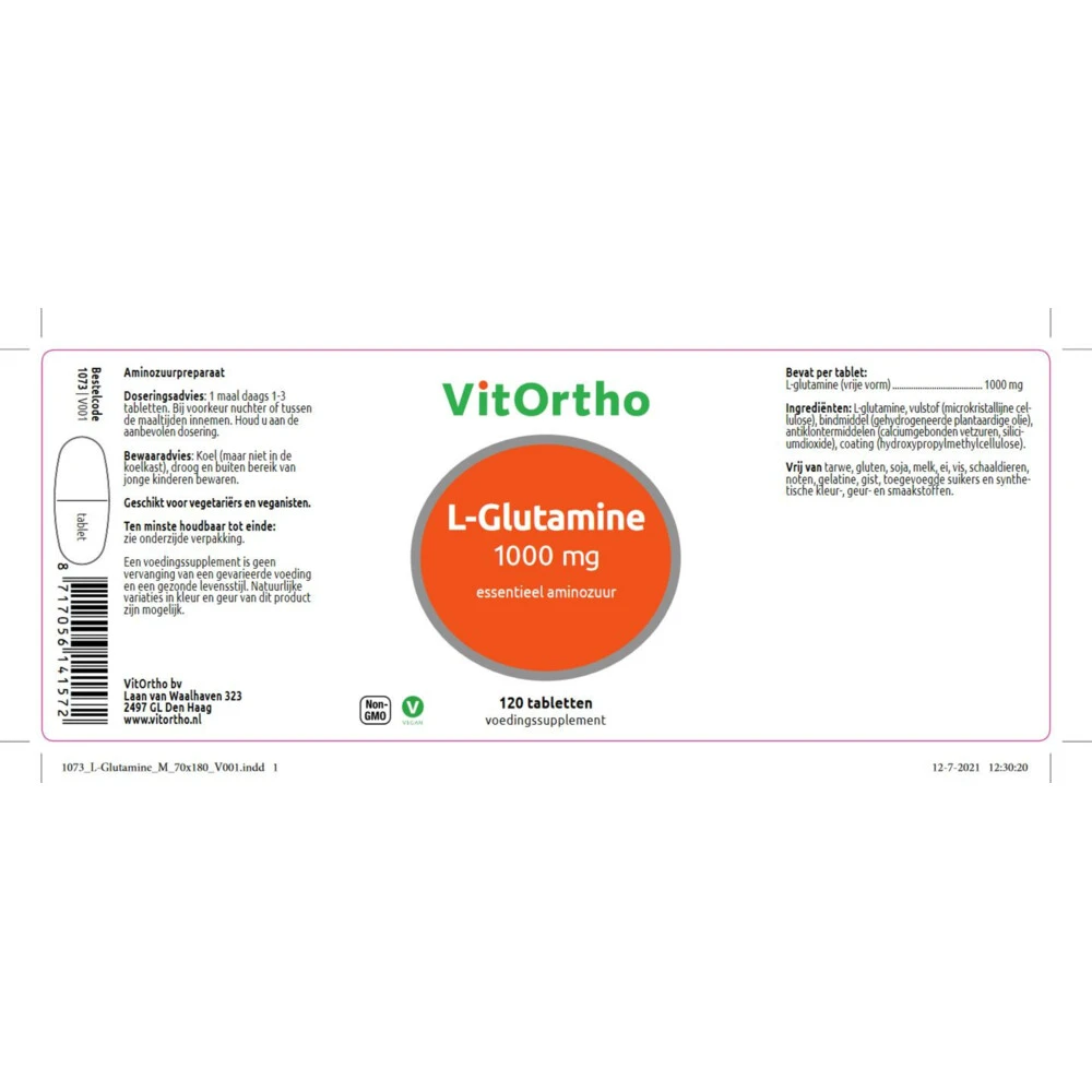 Vitortho L-Glutamine 1000 Mg 2 Vitortho L-Glutamine 1000 Mg - Afbeelding 2